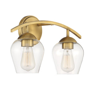 Mbath Two Light Bathroom Vanity in Natural Brass