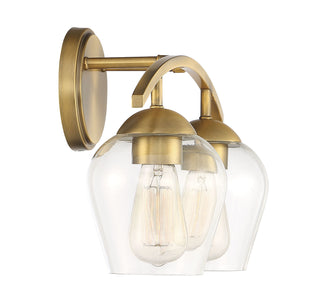 Mbath Two Light Bathroom Vanity in Natural Brass