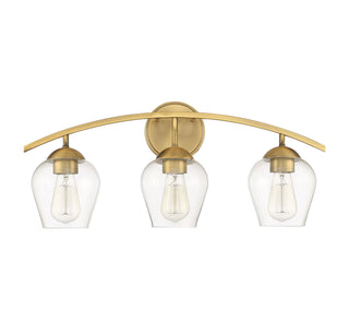 Mbath Three Light Bathroom Vanity in Natural Brass