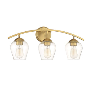 Mbath Three Light Bathroom Vanity in Natural Brass