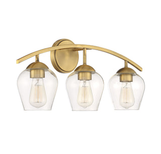 Mbath Three Light Bathroom Vanity in Natural Brass