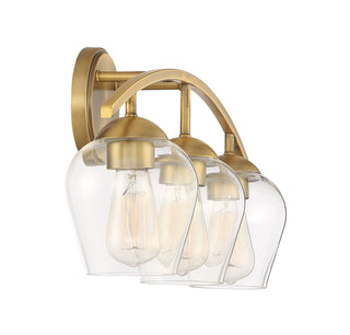 Mbath Three Light Bathroom Vanity in Natural Brass