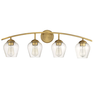 Mbath Four Light Bathroom Vanity in Natural Brass