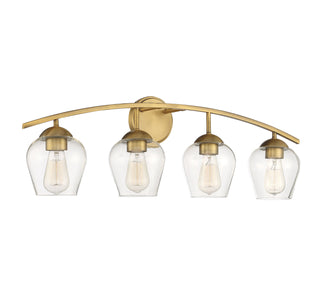 Mbath Four Light Bathroom Vanity in Natural Brass