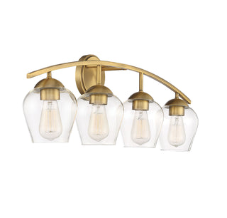 Mbath Four Light Bathroom Vanity in Natural Brass
