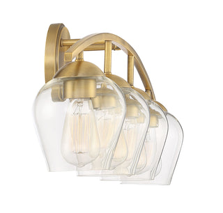 Mbath Four Light Bathroom Vanity in Natural Brass