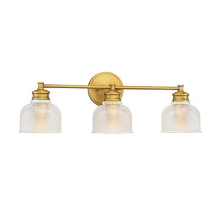 Mbath Three Light Bathroom Vanity in Natural Brass