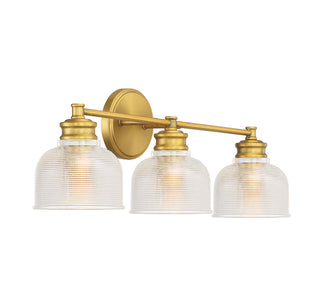 Mbath Three Light Bathroom Vanity in Natural Brass