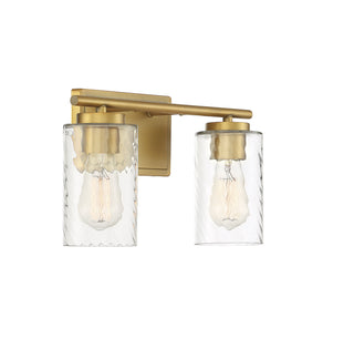 Mbath Two Light Bathroom Vanity in Natural Brass