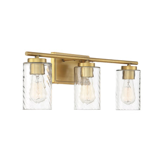 Mbath Three Light Bathroom Vanity in Natural Brass