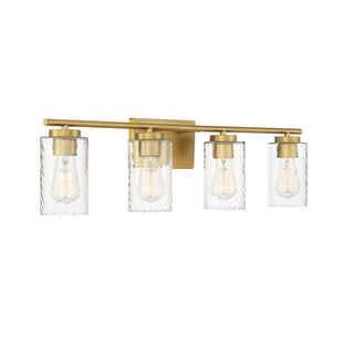 Mbath Four Light Bathroom Vanity in Natural Brass