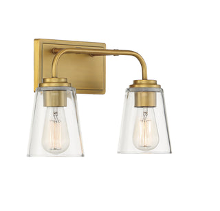 Mbath Two Light Bathroom Vanity in Natural Brass