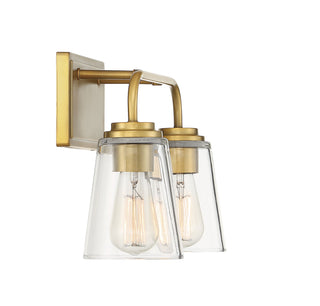 Mbath Two Light Bathroom Vanity in Natural Brass