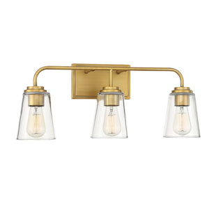 Mbath Three Light Bathroom Vanity in Natural Brass