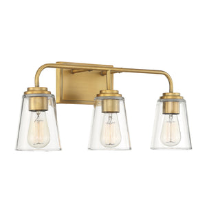 Mbath Three Light Bathroom Vanity in Natural Brass
