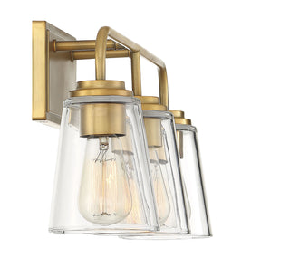 Mbath Three Light Bathroom Vanity in Natural Brass