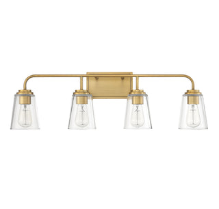Mbath Four Light Bathroom Vanity in Natural Brass