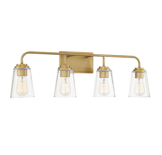 Mbath Four Light Bathroom Vanity in Natural Brass