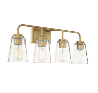 Mbath Four Light Bathroom Vanity in Natural Brass
