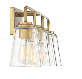 Mbath Four Light Bathroom Vanity in Natural Brass
