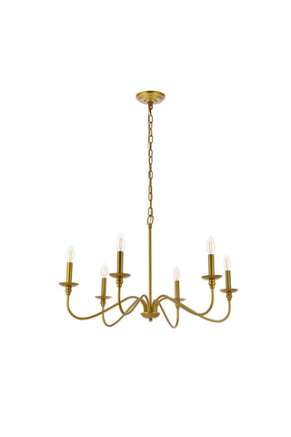 Rohan Six Light Chandelier in Brass