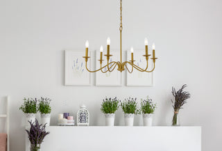 Rohan Six Light Chandelier in Brass