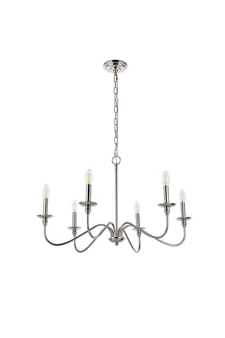 Rohan Six Light Chandelier in Polished Nickel