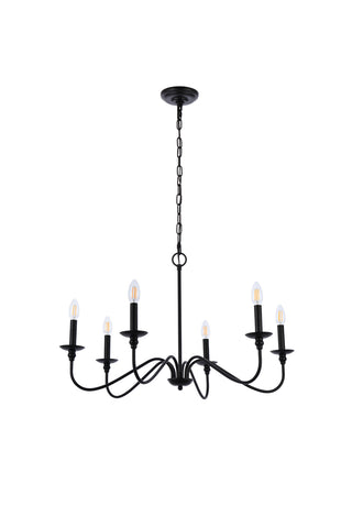 Rohan Six Light Chandelier in Matte Black