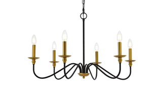 Rohan Six Light Chandelier in Brass and Black