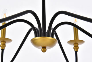 Rohan Six Light Chandelier in Brass and Black