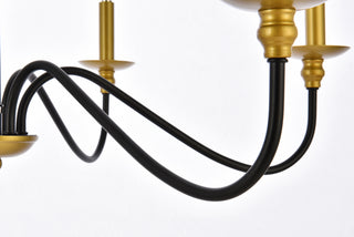 Rohan Six Light Chandelier in Brass and Black