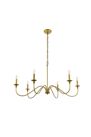 Rohan Six Light Chandelier in Brass