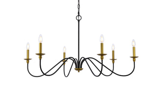 Rohan Six Light Chandelier in Brass and Black