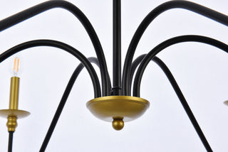 Rohan Six Light Chandelier in Brass and Black