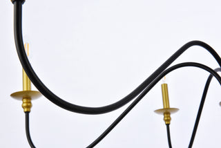 Rohan Six Light Chandelier in Brass and Black