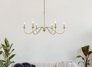 Rohan Six Light Chandelier in Brass