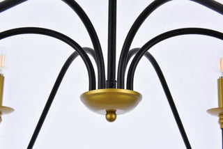 Rohan Six Light Chandelier in Brass and Black
