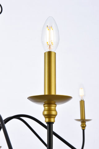 Rohan Six Light Chandelier in Brass and Black