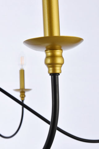 Rohan Six Light Chandelier in Brass and Black