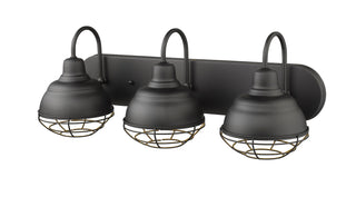 Neo-Industrial Three Light Vanity in Matte Black