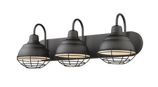 Neo-Industrial Three Light Vanity in Matte Black