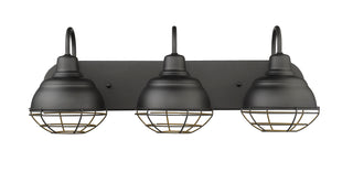 Neo-Industrial Three Light Vanity in Matte Black