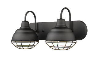 Neo-Industrial Two Light Vanity in Matte Black