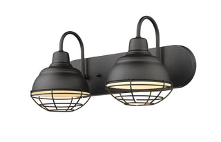 Neo-Industrial Two Light Vanity in Matte Black