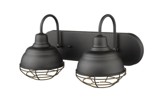 Neo-Industrial Two Light Vanity in Matte Black