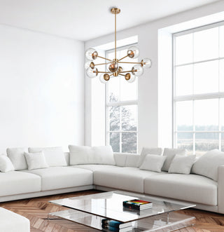 Avell Ten Light Chandelier in Modern Gold