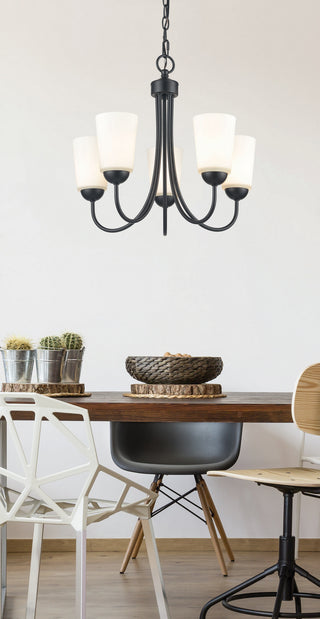 Ivey Lake Five Light Chandelier in Matte Black