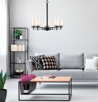 Huderson Five Light Chandelier in Matte Black