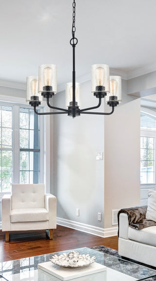 Moven Five Light Chandelier in Matte Black