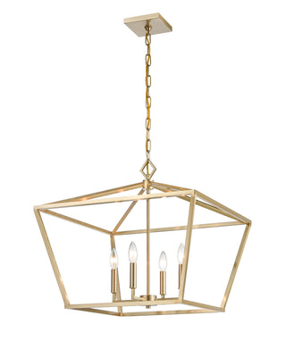 Corona Four Light Pendant in Modern Gold